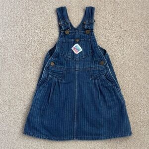 Vintage Zappers rainbow striped denim jumper dress, size 5. Made in USA